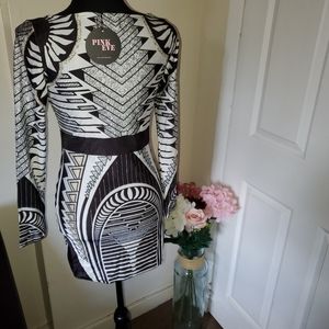 White & Black Aztec design dress